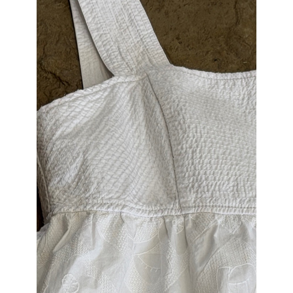 Madewell Cutout back Empire Midi Dress White Cotton Eyelet Square Neck Pockets - Picture 8 of 13